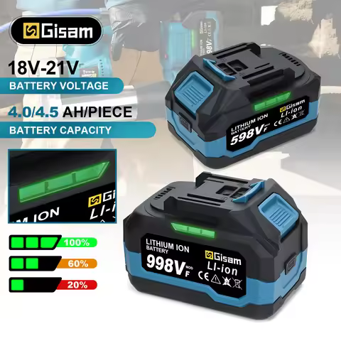 Gisam 4.0AH 4.5AH Rechargeable Lithium-Ion Battery for Cordless Dirll/Brushless Wrench/Screwdriver f