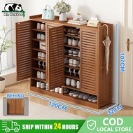 ✟ ◱ Mr.Bamboo Shoe Rack Bamboo Shoe Cabinet With Door Shoe Organizer Shoes Storage