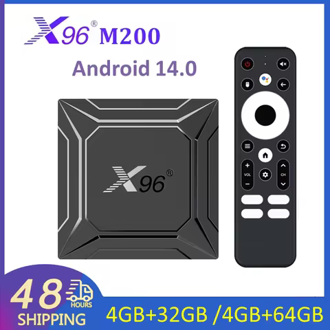 Android 14 X96 M200 Amlogic S905X5M Smart TV BOX 4GB 64GB 1000M AV1 BT TVBOX 2.4G&5G Dual Wifi 4G32G
