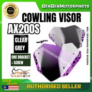QJ AX200S COWLING VISOR MIRROR CLEAR GREY WITH CNC BRACKET PURPLE SILVER CERMIN COWLING DEPAN ORIGIN
