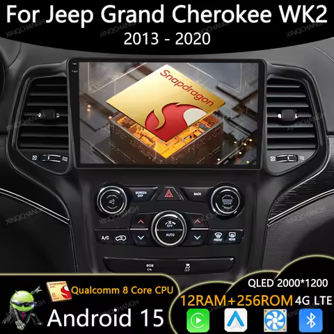 Android 15 Car Radio For Jeep Grand Cherokee WK2 2013 - 2020 QLED Qualcomm GPS 4G WIFI Carplay Auto 