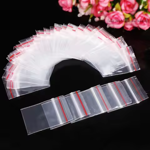 200Pcs Jewelry Bag Zipped Top Bag 5C Plastic Bag Gift Opp Bag Jewelry Pouch Size for 4*6 6*8 5*7 7*1