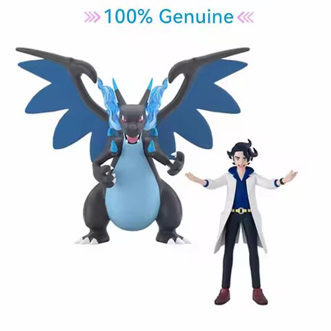 Original Bandai Shokugan Pokemon Scale World Anime Kalos Region Charizard X Professor Augustine PVC 