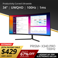 PRISM+ X340 PRO 34" 100Hz Curved Ultrawide WQHD [3440 x 1440] Productivity Monitor