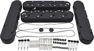 1 Set SHLPDFM Black Smooth Cast Aluminum 2-Piece Valve Covers with Coil Mounts and Covers Fits for G