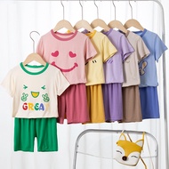 90-160cm Children's Pajamas Set Summer Thin Style Boys Girls Casual Loose Thin Breathable Trendy Hom
