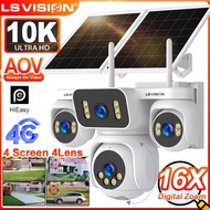 20mp Aov 4g Solar Camera 16x Zoom Outdoor Surveillance Camera Four Len 24/7 Recording Auto Tracking 