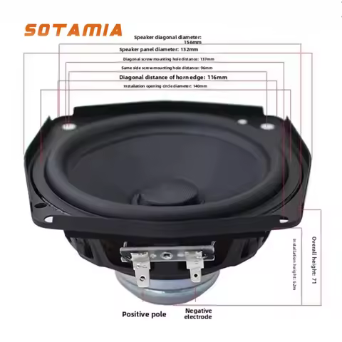 SOTAMIA 1pcs 5 Inch Mid Range Bass Power Speaker 4 Ohm 120W 25-core 5.25 Inch Mid-bass Hifi Fever Au