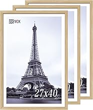 VCK 27x40 Oak Wood Frame for Poster & Picture, Natural Solid Wood Photo Frames Set of 3, Wall Galler