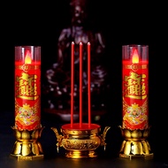 Electric Candle Lamp Incense Burner for Buddha Worship Led Flashing Ever-birght Lamp Lucky God Worship Guanyin Housewarming Safe Smoke-Free Dual-Use