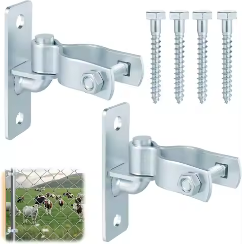 2 Pack 1-3/8 Inch Wall Mount Gate Hinge Metal Hinges Fence Post Chain Link Fence Frame Hinge Outdoor