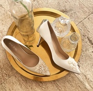 LOOK AT WE AMBER รองเท้าส้นสูงผ้าซาติน 9 cm ประดับเพชร