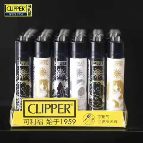 24 Mini Clipper Lighter Set with Nylon Grinding Wheel, Butane Gass Inflatable Lighter, Smoking Acces