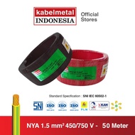 Kabel Metal - Kabel NYA 1.5 mm 50 Meter Kawat Tembaga Listrik KMI SNI