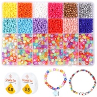 24 grids 4mm Czech Glass Seed Beads Kit Jewelry Beads Set Mixed Letter Beads For Jewelry Making DIY Bracelet Necklace For Kids Beads