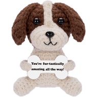 Hadiah Inspirasi - Haiwan Anjing Mengait Positif dengan Kad Pengesahan Buatan Tangan Anak Patung Bea