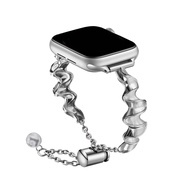 สายรัดจิวเวลรี่สำหรับสายคาด Apple Watch อัลตร้า49มม. 41มม. 38 40มม. 42 44 45มม. โซ่หรูหราสายข้อมือโลหะสำหรับผู้หญิง IWatch Series 9 8 7 6 5 4 3 Se Ultra2