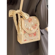 新款包%今年流行草编包包女2025斜挎包女小清新蕾丝编织包女