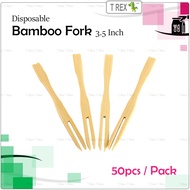 50pcs Disposable Bamboo Fork / Party Fork / Fruit Fork / Mini Fork / Wooden Fork / Dessert Fork / Ga