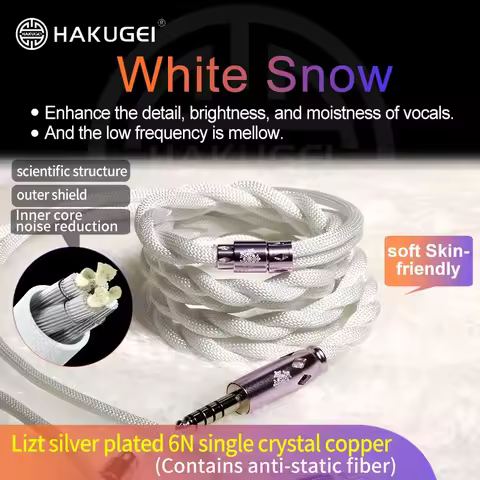 Hakugei White Snow Litz placcato argento 6N single crystal copper headphone upgrade headset line cab