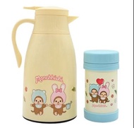 Monchhichi , 真空玻璃內膽水壺 1.3公升＋不鏽鋼食物壺燜燒壺 500毫升