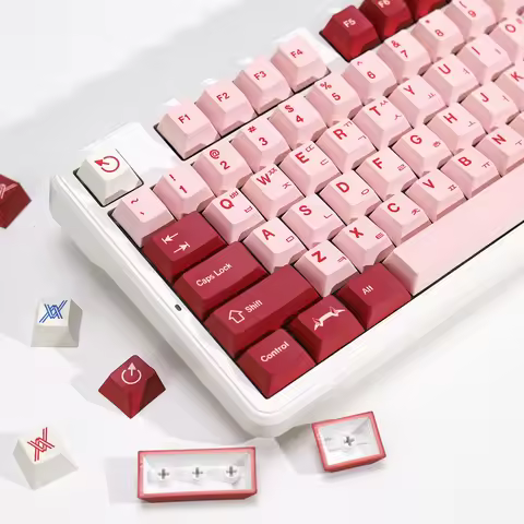 KBDiy GMK Darling Keycaps Korean PBT Retro Red Alice ISO Cherry Profile Keycap Custom For MX Switch 