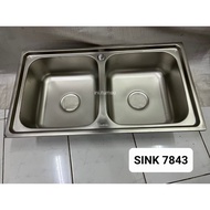 Kitchen Sink Stainless Zink 7843 2 Bowl Mangkok 2 Lubang Besar Jumbo