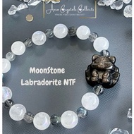 Nine Tail Fox Obsidian Crystal Bracelet with Moonstone & Labradorite ( 防小人 / 增人缘 / 挡煞 ) SG Instocks