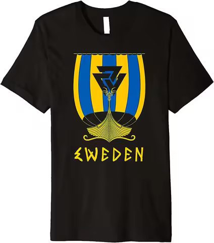 Sweden Nordic Warrior Battle Ship Swedish Flag Dragon Boat T-Shirt 100% Cotton O-Neck Short Sleeve C
