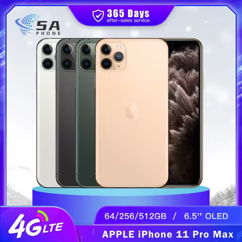 Original Apple iPhone 11 Pro Max 4G Mobile Phone Face ID 64GB/256GB 11PM NFC 6.5'' OLED Screen A13 B