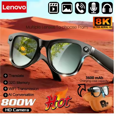 Lenovo 8K HD AI Smart Glasses Photochromic Multifunction Bluetooth Calling Voice Assistant Music Pla