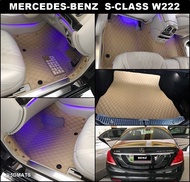 พรมปูพื้นรถยนต์6D BENZ S350d S300 W222 พรม6D QJ VIP สีครีม หนาพิเศษ รวมแผ่นท้าย เต็มคัน4ชิ้น