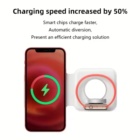 2 in 1 Magnetic Wireless Charger Pad for iPhone 16 15 14 13 Pro Max apple watch 9/8/7/6/5/airpods