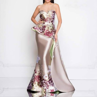 【SALE】 HOTGown ninang Wedding Evening Dress for Women's on Sale Korean Style Lady Long Banquet Temperament Annual Meeting Party Printing Embroidery Dress