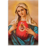 Virgin Mary Poster Vintage Poster Sacred Heart of The Virgin Poster Decorative Painting Canvas Wall 