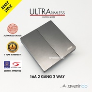 reTouch Ultra Rimless 2 Gang 2 Way Wall Switch Frameless SIRIM Approved [GRAY]