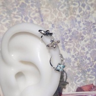 菱形綠柱石 純銀耳骨洞耳環 軟骨耳環