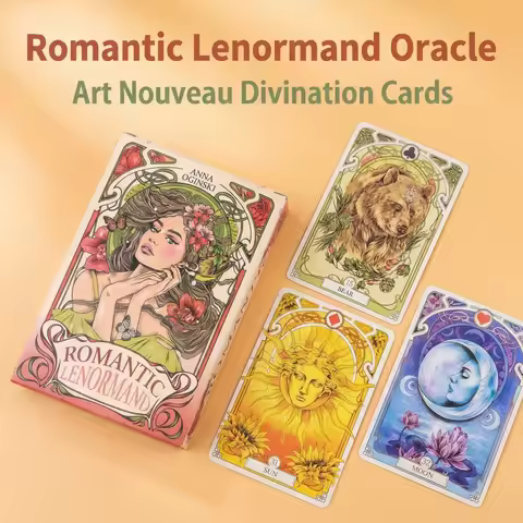 Romantic Lenormand Oracle Cards 37 pcs Deck English Vision Art Nouveau Floral Divination Game 4*2.8 