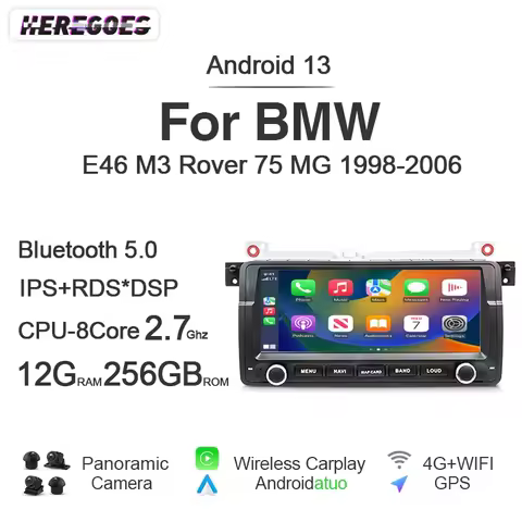 7862 Auto Android 12 8GB+256GB Car Radio Navigation GPS Player Autoradio Carplay Bluetooth For BMW E