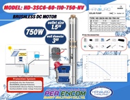 HANDURO ปั๊มบาดาลโซล่าเซลล์ 750W 1.5นิ้ว น้ำ 6Q รุ่น HD-3SC6-60-110-750-High Voltage Max Head 60 เมต