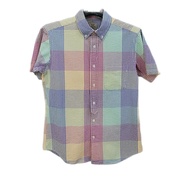 Green Label Relaxing UNITED ARROWS แท้ อก39 เสื้อเชิ๊ตแขนสั้นลายสก๊อตสีสีนสปอตคลาสสิก