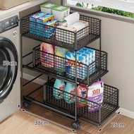 全城熱賣 - 洗衣機側面置物架 夾縫洗衣液收納櫃 陽臺衛生間多層小推車 窄款架子