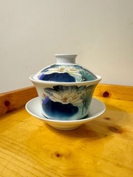 全新景德鎮瓷匠陶瓷啞光瓷荷花一堂和氣三才蓋碗茶壺功夫茶具jingdezhen porcelain ceramic harmony  print Matt finished gaiwan gongfu 