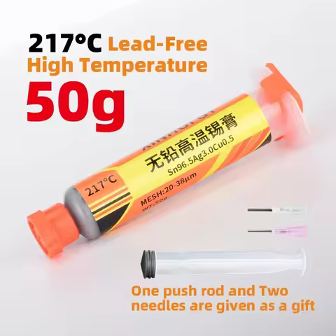 Sn96.5Ag3.0Cu0.5 217 50g Lead-Free High Temperature Silver Solder Paste 217℃ Melting Point Needle Tu