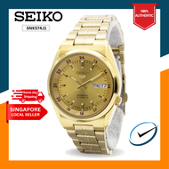 CreationWatches Seiko 5 SNK574J1 Automatic 21 Jewels Japan Made Mens Gold Tone Stainless Steel Strap Watch SNK574J1
