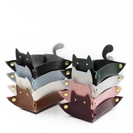 Cat Shape Cute Dice Tray Game Leather Small Storage Tray Dice Storage Box Foldable