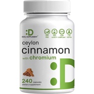 Ceylon Cinnamon with Chromium 1000mcg, 240 Capsules | Active Inner Bark Extract, True Sri Lanka | Na