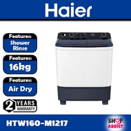 Haier 16kg Semi Auto Washing Machine Twin Tube HTW160-M1217 Mesin Basuh Manual with Rat Guard Basepl