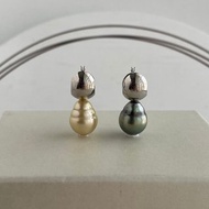 僅一對 大溪地黑珍珠與南洋金珠耳環 18k白金 左右ab款珍珠耳環