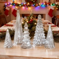 Illuminated Mercury Glass Christmas Trees,Set of 5 Upgrade Mercury Glass Christmas Trees with LED,BF